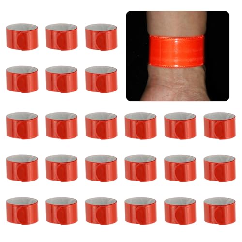 PATIKIL 22cm/8.7in Reflective Bands, 24pcs Reflective Arm Bands Straps Wrist Reflective Running Gear Safety Reflective Straps Bracelets High Visibility for Night Walking Bicycle - color: Red