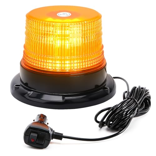 Amber Rooftop Beacon Strobe Lights w/Magnetic Base, 1-Pcs - color: 1× Amber