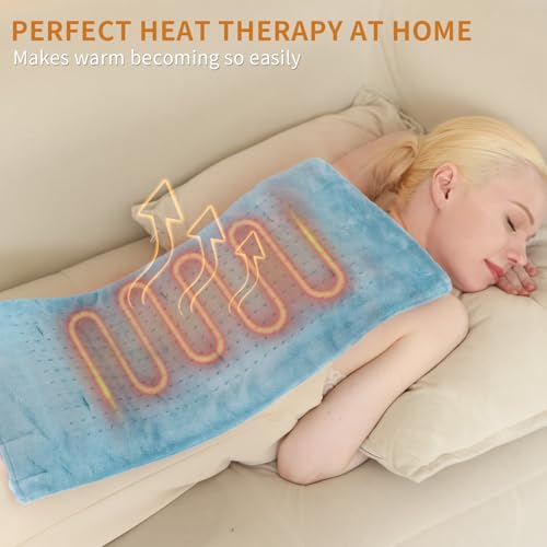 SAROO Heating Pad for Back Pain Cramps Relief,12"×24",Sky Blue - color: Sky Blue