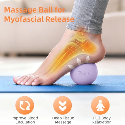 BESKAR Foot Massage Roller Blue & Massage Lacrosse Ball Purple