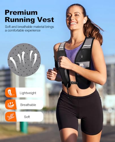 Running Vest for Women Men, Lightweight Breathable Hydration Vest with Large Compartment, Reflective Running Hydration Vest, Run Water Vest for Hiking Cycling Marathon Trail Jogging Race - size: Medium