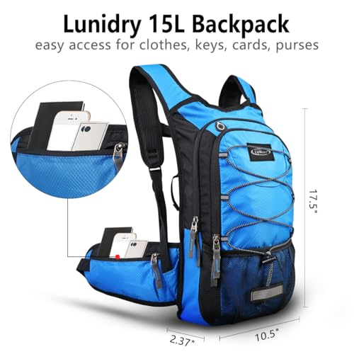 Hydration Backpack with 3L Water Bladder, Small Hydration Pack Backpack for Men Women, Lightweight Water Backpack with Cooler Layer for Running, Biking, Hiking - color: Dark Blue