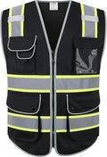 JKSafety Safety Vest for Men Women Reflective Hi Vis JK901 Black S - color: Black Yellow Strips, size: Small