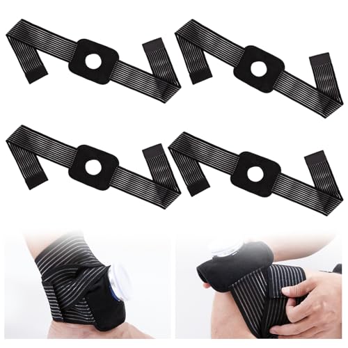 4 Pcs Adjustable Ice Pack Straps with Elastic Belt,Strap Bandage for Ice Bag Hot Cold Therapy,Multipurpose Elastic Ice Bag Wrap Band Ice Belt for Wrists, Arms, Waists, Knees Cold Pack