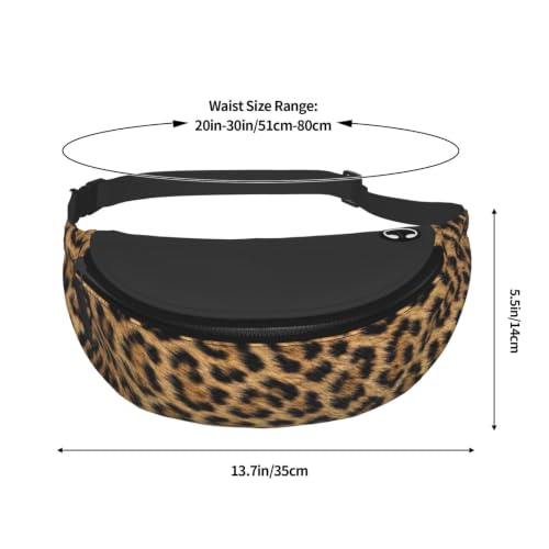 Dujiea Fanny Pack, Leopard Fur Pattern Waist Bag With Headphone Hole Belt Bag Adjustable Sling Pocket Fashion Hip Bum Bag For Women Men Kids Outdoors Casual Travelling Hiking Cycling - color: Leopard Fur Pattern