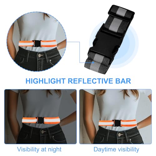 PATIKIL Adjustable Reflective Running Belt, Glow Pt Belt Sash for Cycling Walking - color: Black, size: 1.5 Inch