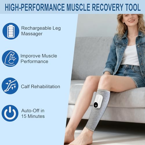 Leg Massager for Pain Relief and Circulation,Calf Air Compression Massager - color: Gray