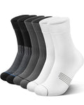 3 Pairs Running Compression Socks for Men & Women Crew Socks with Cushion - color: Black+white+grey(3 Pairs ), size: Large