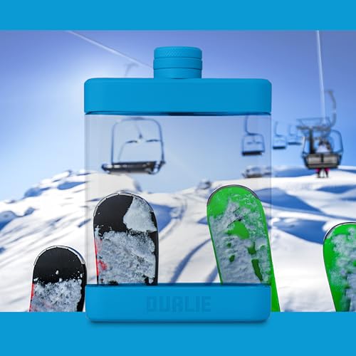 DUALIE 8 oz Hip Flask for Liquor - Shatterproof Alcohol Flasks with Clear Tritan Plastic and Silicone Grip - Flask Gift for Men & Women - Glacier - color: Glacier
