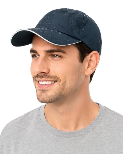 Waterproof Baseball Cap for Men Women UPF 50+ Quick-Dry Running Golf Hat - color: Navy Blue