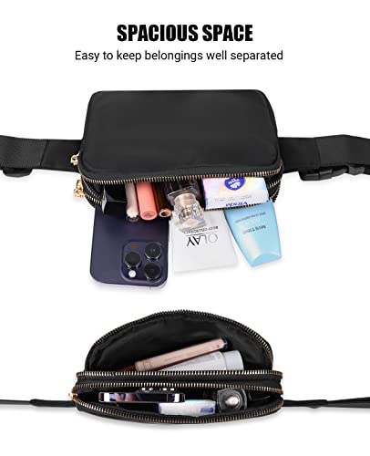 Geestock Mini Belt Bag with Adjustable Strap Fanny Packs for Women, Black
