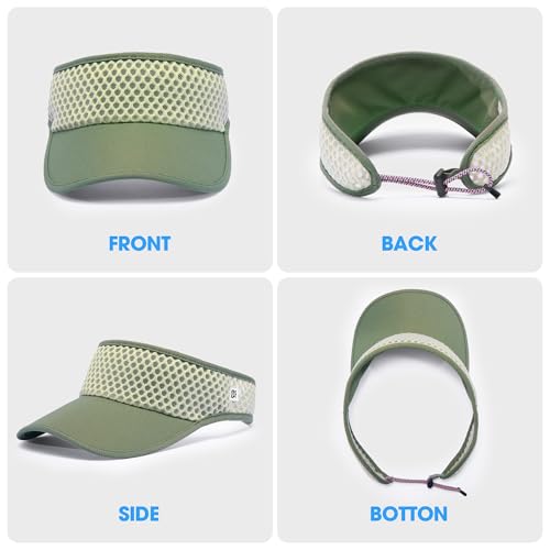 LONGLONG Sports Sun Visor Hat with Non-Slip Toggle Breathable for Women Men - color: Army Green