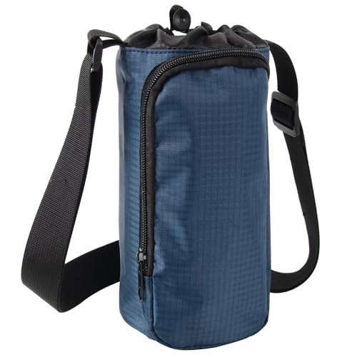 Trail maker Water Bottle Carrier Bag with Strap, Phone Pocket for Walking, Runs, Bike, Stainless Steel, Glass, Plastic - color: Navy