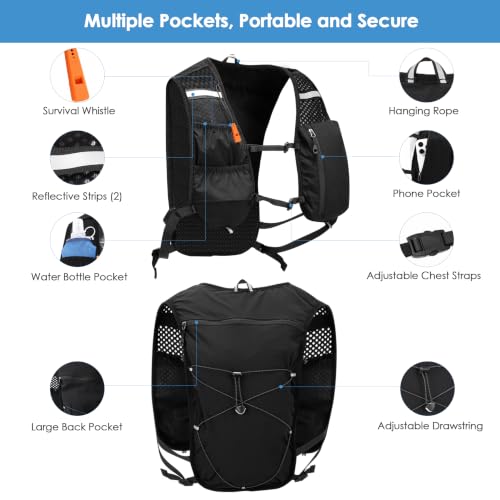 TOMSHOO Running Vest with 500ml Water Bottle for Women Men