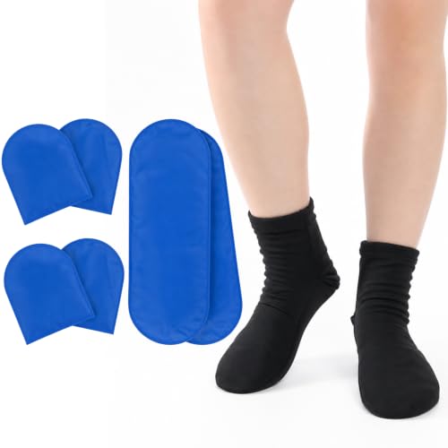 Reusable Cold Therapy Socks, Gel Ice Pack for Feet Heels Injuries Swelling, Hot and Cold Therapy Socks for Plantar Fasciitis Neuropathy Chemotherapy Pain Relief for Foot Ankle (Black) - color: Black