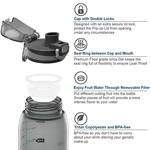30oz Tritan Water Bottle with Time Marker, 1-Pack, Clear Gray - color: Clear Gray