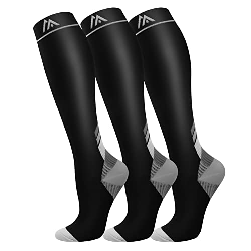 FuelMeFoot 3 Pack Copper Compression Socks - Compression Socks Women & Men Circulation - Best for Medical,Running,Athletic - color: 031 Black 3pair, size: Large-X-Large