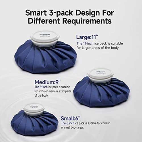 BICAREE Ice Pack for Injuries Reusable, Ice Bags Hot Water Bag for Hot & Cold Therapy and Pain Relief with Cover, No-Leak Elastic Breathable Ice Bag, Size 9" - size: 9''