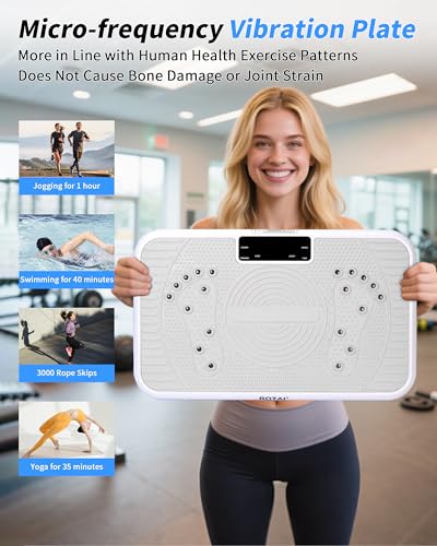 ROTAI Vibration Plate Exercise Machine for Lymphatic Drainage Massager & Weight Loss, 400 lbs Capacity Whole Body Vibrating Shake Plate Workout for Women and Men - color: Light Grey