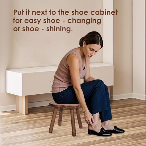 Wooden Step Stool for Adults Upgraded11.6inch Small Wooden Stool with Four Detachable and Assembled Legs for Bathroom, Kitchen, Bedroom, Plant Stand (Natural Solid Wood top and Legs)
