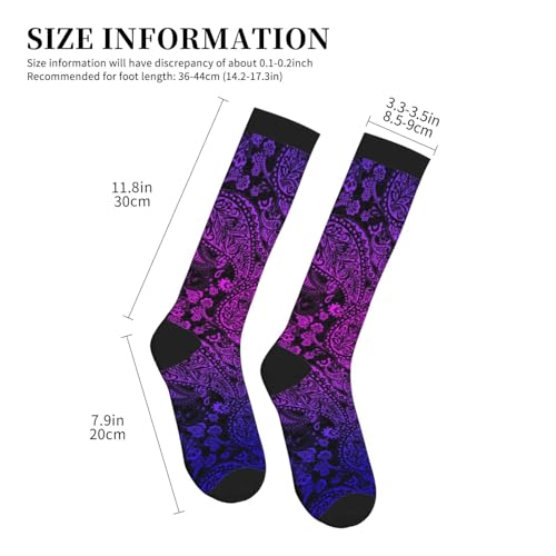 Compression Socks Women Knee High Support Circulation Stockings for Running Cycling Flying - color: Paisley