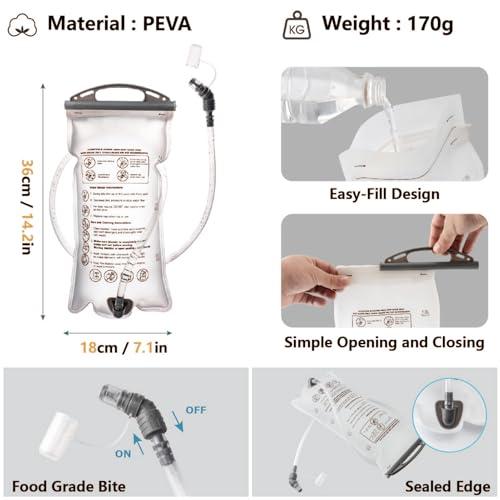 JEELAD Hydration Backpack Lightweight Vest for Hiking Trail Running Gear Cycling Marathon for Women Men - color: B - Black (7L) - with 1.5L PEVA Water Bladder