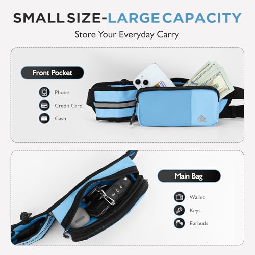 Fanny Pack for Women Men with Water Bottle Holder,Waist Bag for Hiking,Travel,Running,Dog Walking,Workout,Cycling (Light Blue) - color: Light Blue