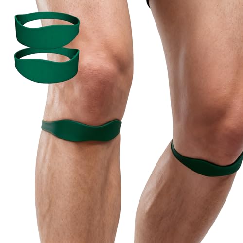 2PCS Patellar Tendon Support Strap - Targeted Knee Pain Relief, 15g Lightweight Design for Basketball, Running, Tennis, Soccer & Hiking, Unisex Silicone Knee Support Bands (Dark green) - color: Dark green