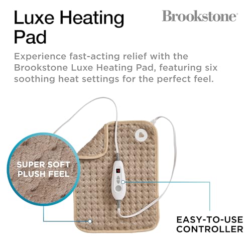 Brookstone Herringbone Portable Heating Pad, 16 x 12 in, Taupe - color: Taupe