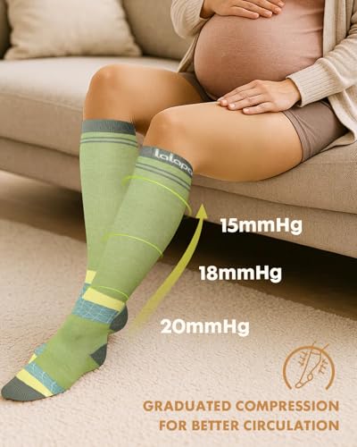 Thick Soft Cotton Compression Socks - color: Pink and Green Geometric, size: XX-Large