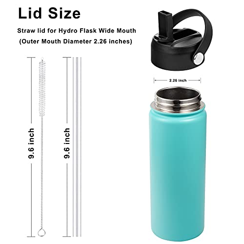 Straw Lid for Hydro Flask Wide Mouth Water Bottle, Black - color: Black