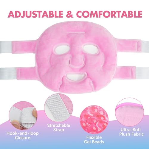 LotFancy Ice Face Mask, Reusable Full Face Ice Pack, Gel Bead Cooling Mask - size: Universal