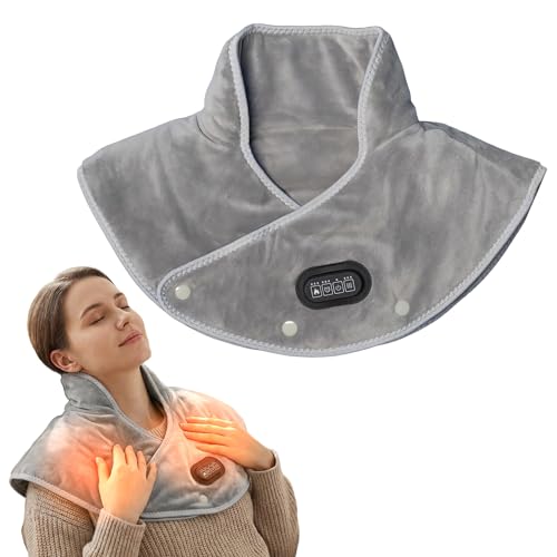 Callixe TheraWrap | Cordless Heating Pad for Neck, Shoulders, and Upper Back | Cervical Electric Massager with Instant Heat and Vibration for Pain Relief & Deep Relaxation | Ideal Gift for Mom & Dad