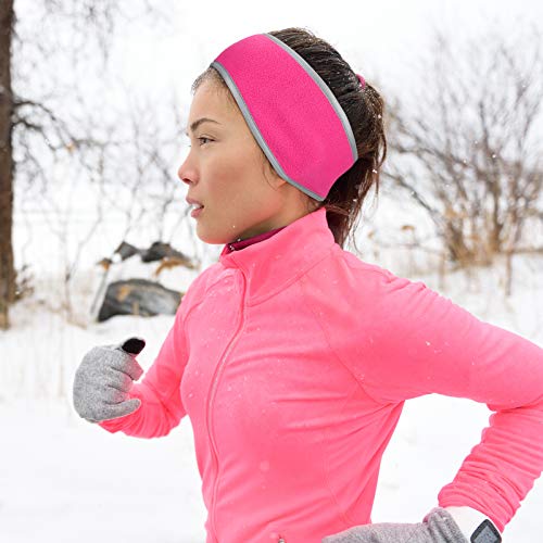 Geyoga 2Pcs Winter Running Ear Warmer Headband for Women Men - color: Fluorescent Rose Red