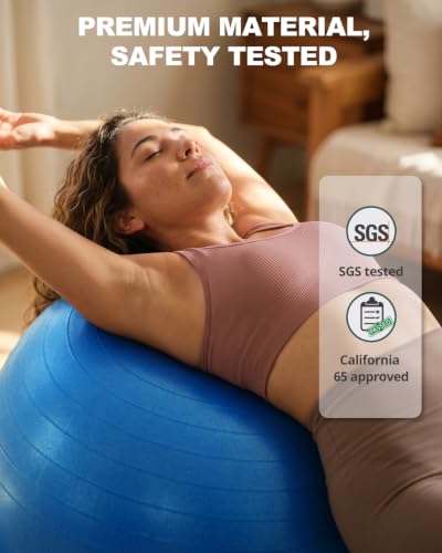 Trideer Yoga Ball for Exercise, Pregnancy, Exercise Ball, Pump Included - color: Royal Blue, size: L(23-26ines/58-65cm)