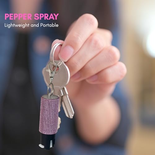 Pepper Spray for Women, Mini Bling Keychain, 12-Ft Range, Quick Release - color: Bling Pink Color