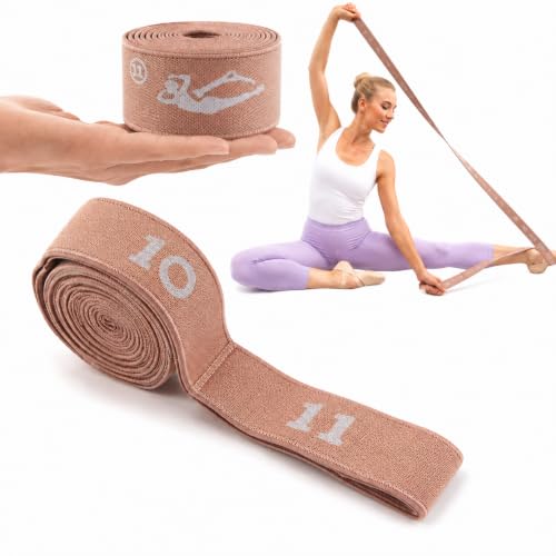 Multi-Loop Stretch Band - Yoga, Pilates, Ballet, and Physical Therapy Stretching Strap for Flexibility, Leg Stretching, and Exercise - Durable Stretching Equipment - color: Mocha Brown