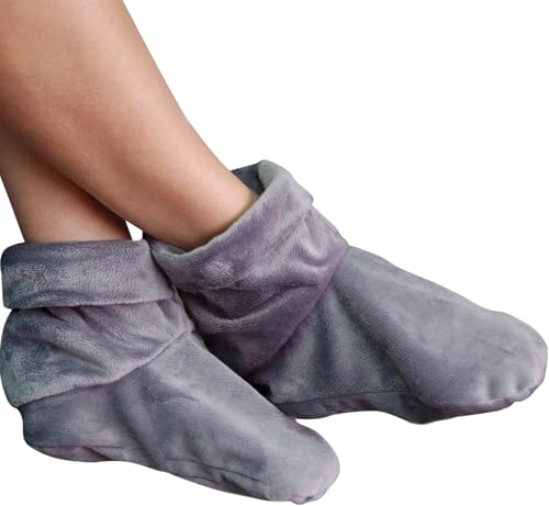 Mars Wellness Heated Microwavable Booties - Microwave Slipper Warmers - color: Charcoal, size: Pack of 2