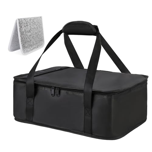 Bodaon Insulated Casserole Carrier Bag for Hot or Cold Food Transport Black - color: Black