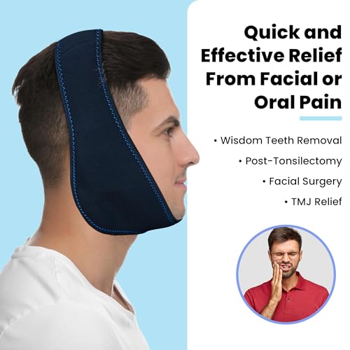 Fittest Pro Wisdom Teeth Ice Pack Head Wrap Jaw Ice Pack for Face Oral Surgery, 4 Hot Cold Gel Pack for TMJ, Tooth Extraction, Tonsillectomy Recovery - style: Jaw