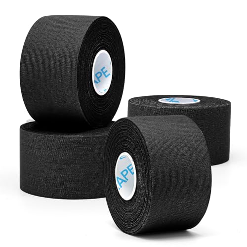 OK TAPE 4 Rolls Black Athletic Tape, Sports Tape, Very Strong, Easy Tear - color: Black-4 Rolls, size: 15 yards