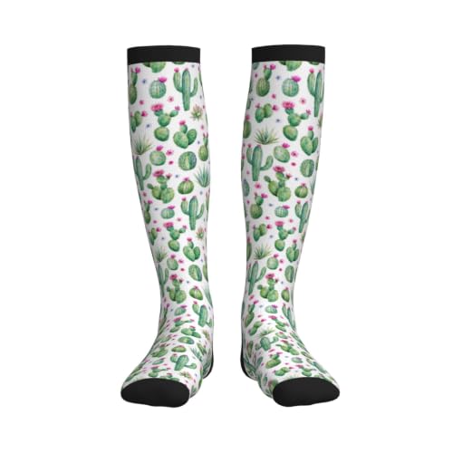 Tie Dye Compression Socks Knee High Support Socks For Women Men Running Athletic Hiking - color: Cactus