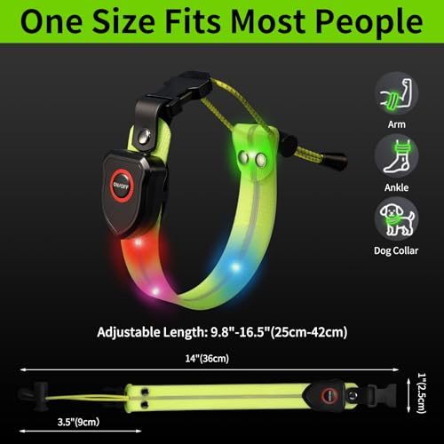 Taximi LED Armband for Running, High Visibility Reflective Running Lights for Runners, USB Rechargeable Light Up Arm Bands for Men Women Kids Night Cycling Walking Jogging - color: Green