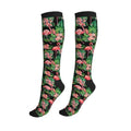 Tie Dye Compression Socks Knee High Support Socks For Women Men Running Athletic Hiking - color: Flamingo