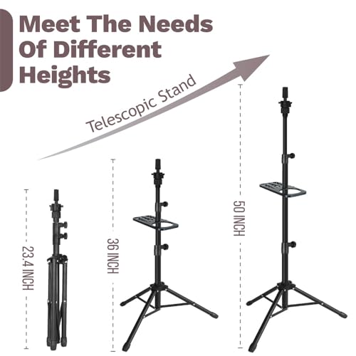 ZQIAN BEAUTY 50 Inch Metal Wig Stand, Adjustable Wig Head Stand, Mannequin Head Stand for Cosmetology Hairdressing, Wig Stand Tripod with Tool Tray (Black, Mannequin Head Not Included) - color: Black, size: 50 Inch