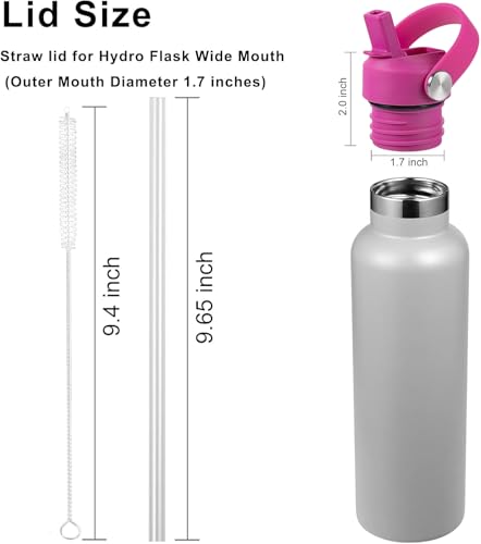 RRegeny Straw Lid fits Hydro Flask Standard Mouth, 21 24 oz, Sports Flex Cap Water Bottle Accessories Replacement Top - color: carnation+1pack