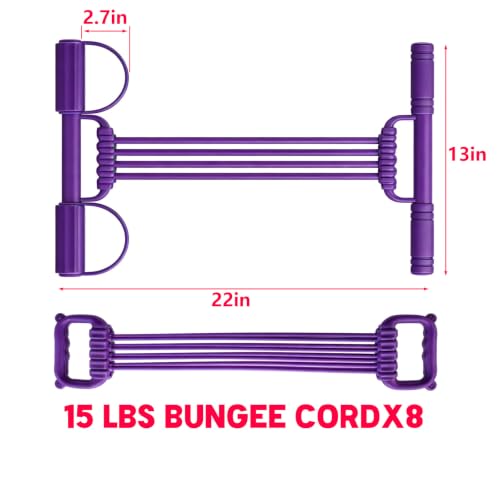 Pedal Resistance Band with Handle,10 Adjustable Levels, 8-80 LBS - color: 8-Tube Pink