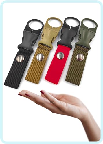 lightstar 4pcs Hanging Bottle Buckle Clip Carabiner, Portable Mineral Water Bottle Clip for Outdoor Camping Hiking Traveling