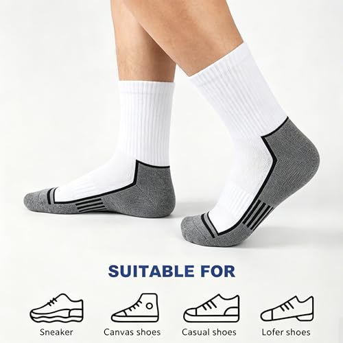 Ankle Compression Quarter Socks White Athletic Breathable Socks For Men - color: White(6 Pairs), size: 7-9