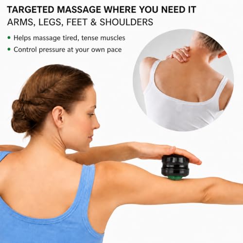 Manual Massage Roller Ball - Massager and Therapy Tool for Sore Muscles, Shoulders, Arms, Neck, Back, Feet, Body, Deep Tissue, Stiffness, Joint Pain, Stress Relief - color: Green